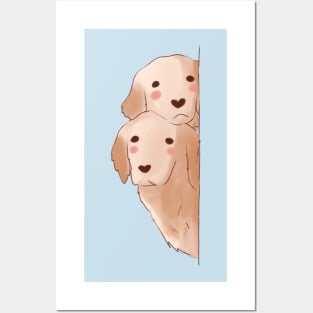 Cute golden retriever drawing Posters and Art